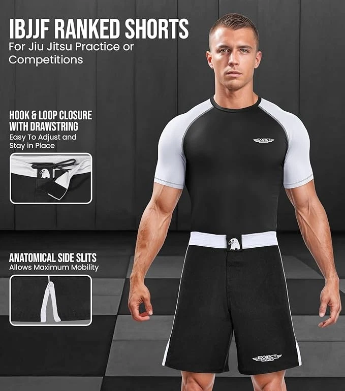 Exxact Sports MMA Shorts, IBJJF Ranked No Gi BJJ Jiu Jitsu Shorts for Men - Image 2 of 4