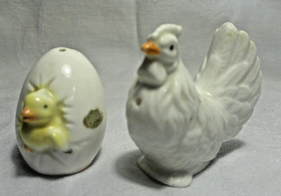 Vintage kleines Huhn Henne & Ei Küken Salz Pfefferstreuer Streuer süß Neuheit