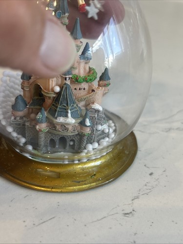 Disneyland Paris Sleeping Beauty Castle Tinkerbell Glass Dome Ornament - Picture 10 of 11