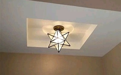 Crystal Flush Mount Moravian Star Ceiling Light Shade with E26 Bulb 8'' 