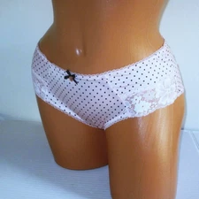 Victorias Secret Body by Victoria Satin Lace Hiphugger Panty Peach Pink Dot L
