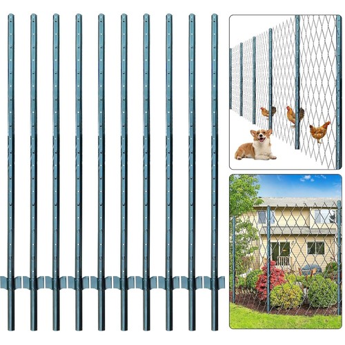 Fence Posts 3 Feet, Pack of 10, Metal Fence Post with U-Channel, Steel Fence - Picture 17 of 52