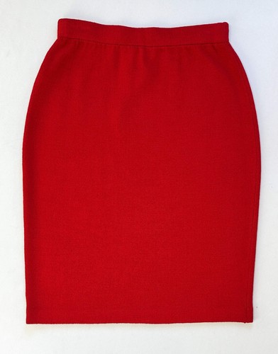 NWT ST. JOHN Santana Knit Basic Straight Skirt 2 Red Knee Length Classic - Picture 3 of 11