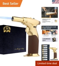 Luxurious Butane Torch Gun - Adjustable Dual Flame for Culinary Artistry