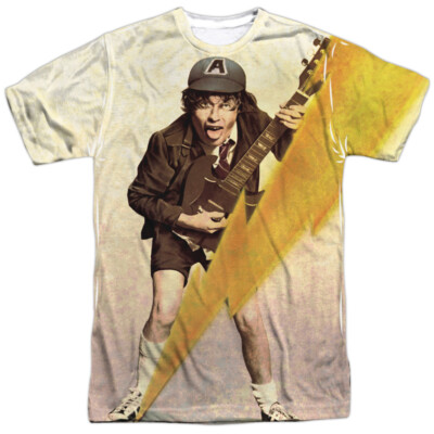 AC/DC Higher Voltage (Front/Back Print) Adult Sublimated Crew T-Shirt White