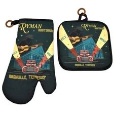 New Ryman Nashville Oven Mitt Potholder Set Kitchen Grand Ole Opry Country Music