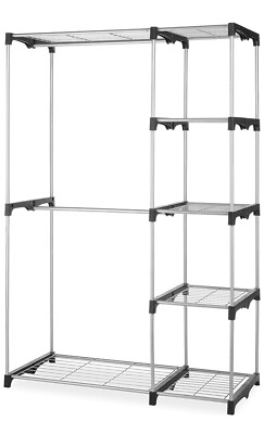 Whitmor Double Rod Freestanding Closet Heavy Duty Storage Organizer NEW