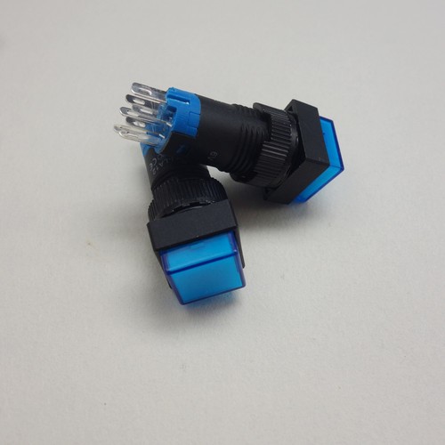 2PCS 12MM 48V Blue LED ILLUMINATED Square Momentary PUSH BUTTON 2NO/2NC 2POLES - Picture 5 of 7