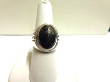 Sterling Silver Agate ring sz 8.50 wgt 9.3 grams tcw 5 black/green colors