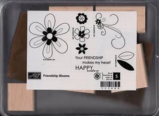Stampin' Up! Friendship Blooms Set of 5 Unmounted Wood Rubber Stamps NEW
