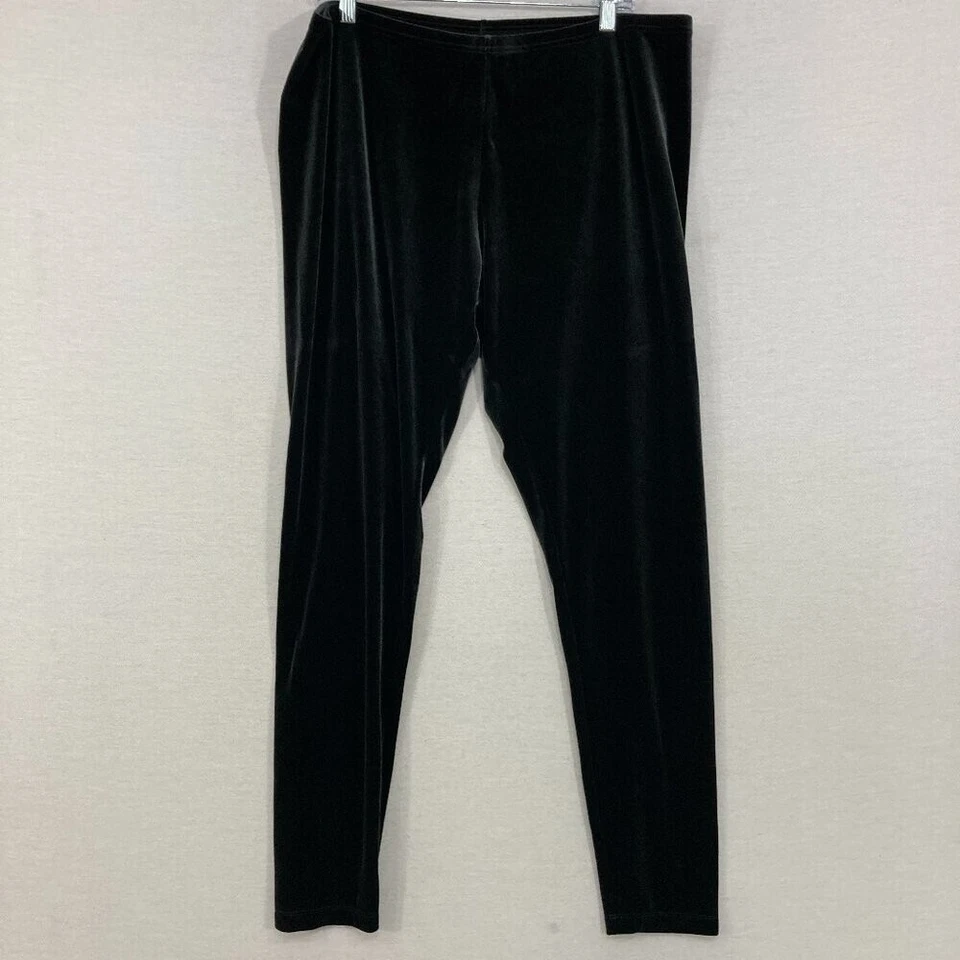 Nuevo J. Jill XL Negro Terciopelo Ultra Suave Cómodo Ajustado Pantalones Pull-on