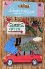 RARE Jolees Fresh Tree Cutting Christmas Stand Car Saw Gloves Scrapbook Stickers