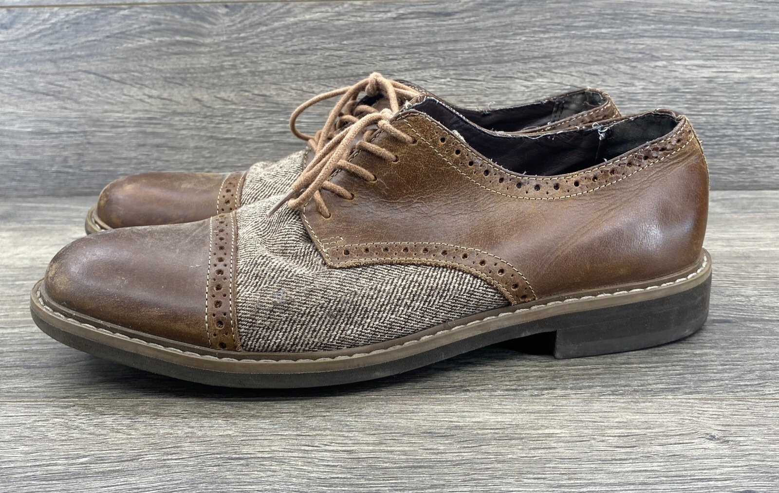 SAOLA Scarpe eleganti Oxford G H Bass & Co Howie pelle bordo erba da uomo taglia 11US marrone