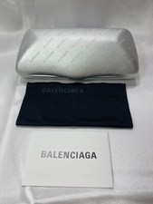 Balenciaga Sunglasses Case Set,Silver Hard Leather Clamshell,Black Cloth