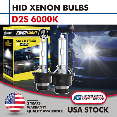 D2S Super Bright White 6000K HID Xenon Bulbs Headlight Replacement High Low Beam