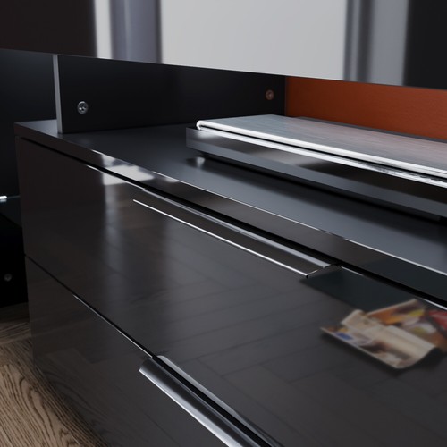 TV Cabinet Black TV stand Entertainment Unit RGB Gloss Furniture with drawers - Picture 8 of 12