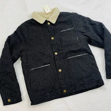 Rylee + Cru Trucker Jacket Coat Kids Boys Size 6-7 Y Black Sherpa Lined $99