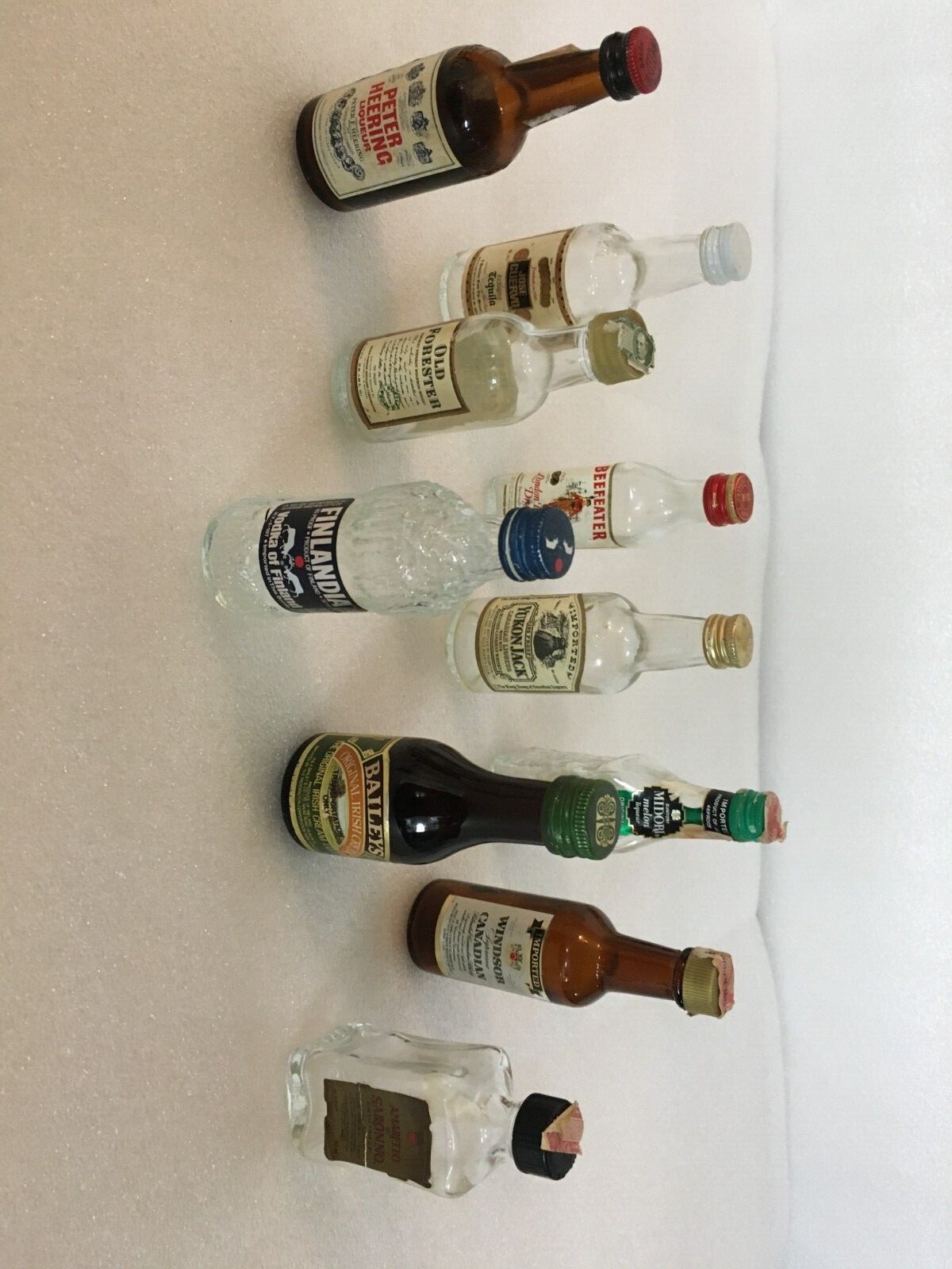 10 Assorted Miniature Liquor Bottles Empty, 3 1/24 inches, Great