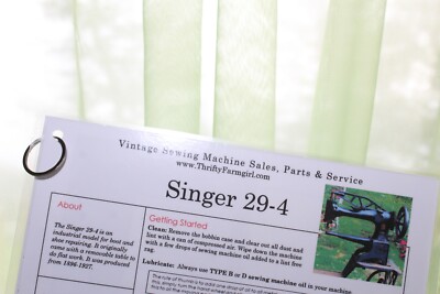 Singer 29-4 Sewing Machine Flashcard Set/User instructions