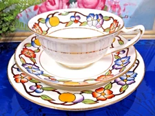 Star Paragon 1918 tea cup and saucer trio  Boston pattern painted teacup