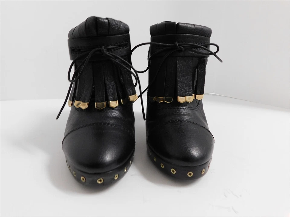 Botines Lanvin Italia de cuero negro con cordones con tachuelas 37 Foto 4 de 4