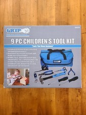 GRIP 9-Piece Kid Real Hand Tool Set Junior Tool Kit Children DIY Building Blue