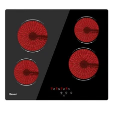 GIONIEN Ceramic Cooktop 24 Inch, 220V~240V, 4 Burners Electric Cooktop, 6000W