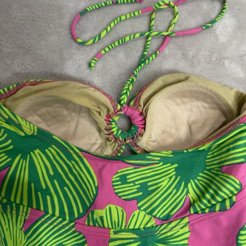 Traje de baño Lilly Pulitzer "Regina" de una pieza verde y rosa hibisco talla 4 - Imagen 4 de 7