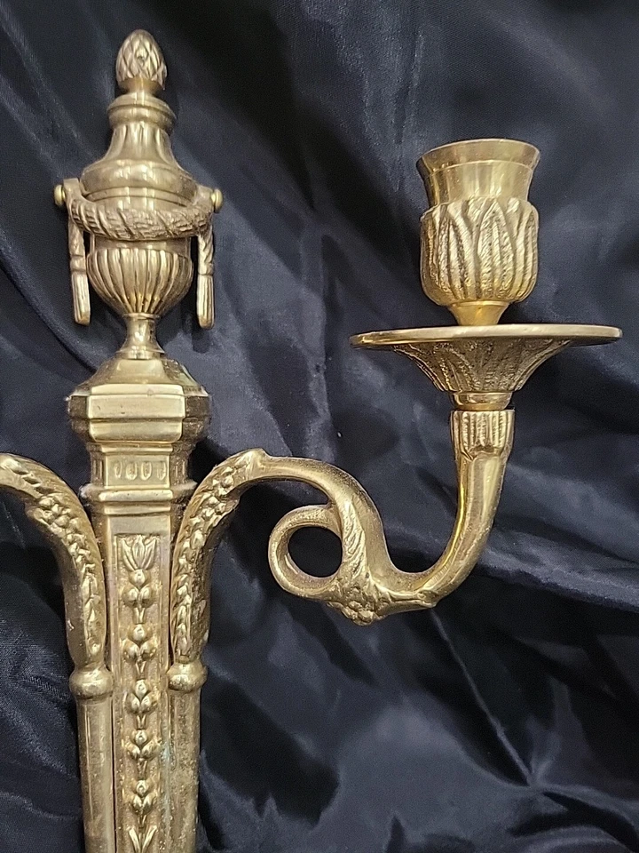 Arandela vintage estilo francês regência bronze vela pesada 13 3/4" - Imagem 3 de 4