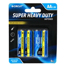 Brand new e-CIRCUIT Super Heavy Duty AA Batteries 8-ct