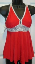 Red Silver Sequin Top double camisole strap Lyrical Flag Drill Small adult