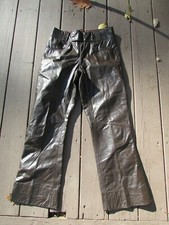 Vintage Brown Leather Motorcycle Pants Boot Cut Size S/M Lined Leg 29 x 30 