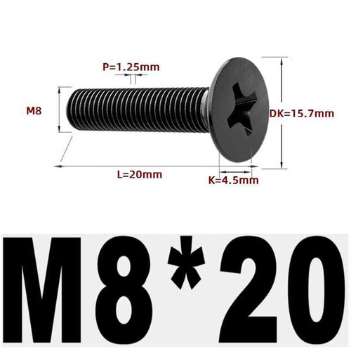Black 304 Stainless Steel Cross Countersunk Head Screws Flat Head Long Screws - Picture 169 of 202
