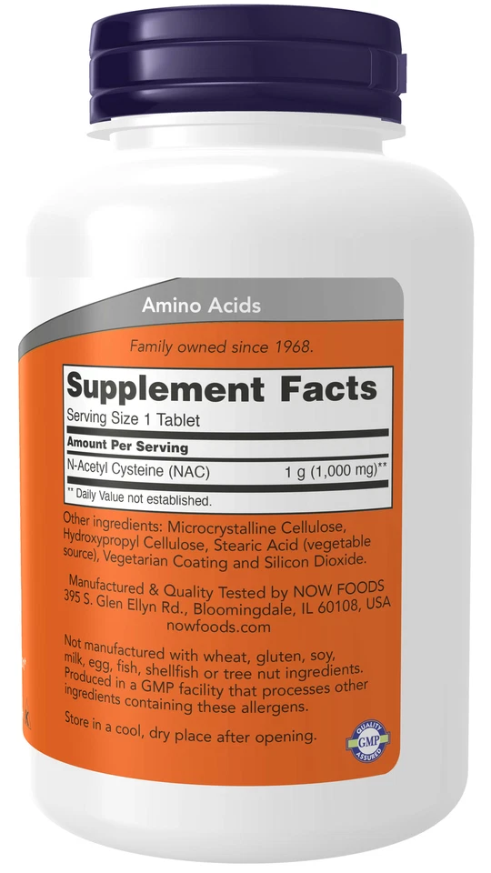 NOW Foods NAC N-acetyl l-Cystein 1000mg - 120 Vegane Tabletten - Bild 2 von 3