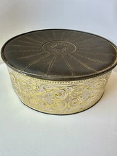 Guildcraft Gold w/Leather Lid Vintage Royal Crest Embossed Langendorf Vtg RARE