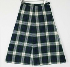 Pendleton VTG Plaid Wool Green Blue White A Line Skirt Sz 6