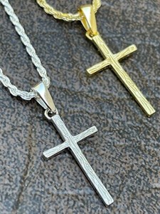 Authentic Small 0.75" Plain Cross Pendant Solid 925 Sterling Silver / 14k Gold Plated