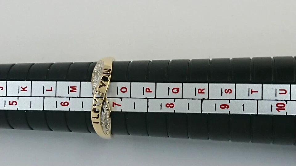 Anillo de diamantes de oro de 9 quilates anillo I LOVE YOU anillo cruzado vintage I LOVE YOU - talla N Foto 3 de 4