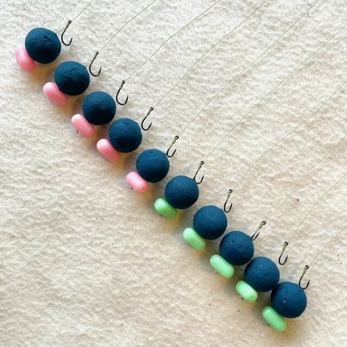 10 X HAIR RIGS PRELOADED WITH 18mm BLUE CHEESE BOILIES DISCHARGE BAITS CARP - Picture 2 of 5