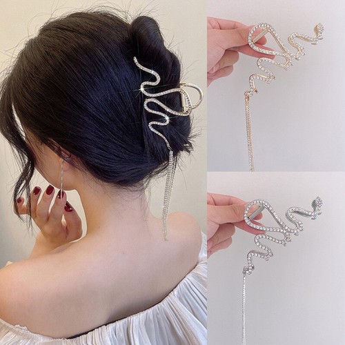 Strass lange Quaste Haarnadel Haarkrallen Metall Hai Clip Haarspangen Kopfbedeckung - Bild 2 von 13