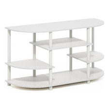 Furinno JAYA Simple Design Corner TV Stand in White/White
