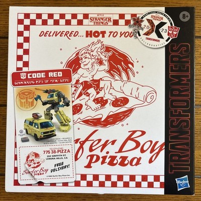 Code Red Transformers x Stranger Things Action Figure Surfer Boy Pizza NEW MISB