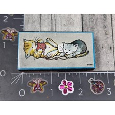 Pair of Cats Kitties Playing Yarn Rubber Stamp Foam U72