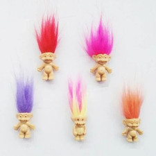 5Pcs Mini Troll Dolls Anime Action Figure Colorful Hair Family Members Models Co