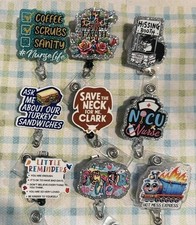 Funny Hospital Nurse Retractable Badge Reels ID Holder Cats NICU ER Christmas