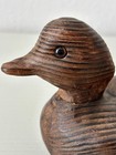 Vtg Hand Carved Wooden Brown Bufflehead Duck Decoy Glass Eyes Artist Signed — photo 4