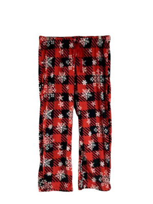 Los Von Greensource Junior's Weihnachts-Pyjama-Hosen M Rot Schwarz Schneeflocken
