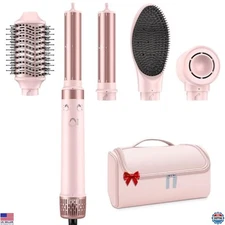 5-in-1 Dual Voltage Hair Dryer Brush, Air Wrap Styler, Anti-Frizz, Travel Case