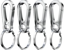 4Pcs Silver Metal Carabiner Keychain Clip Key Ring Holder Hook for Keys Bag