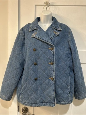 Lauren Jeans Company Vtg Womens Quilted Lined Denim Jacket Size L Equestrian - Image 1 of 4